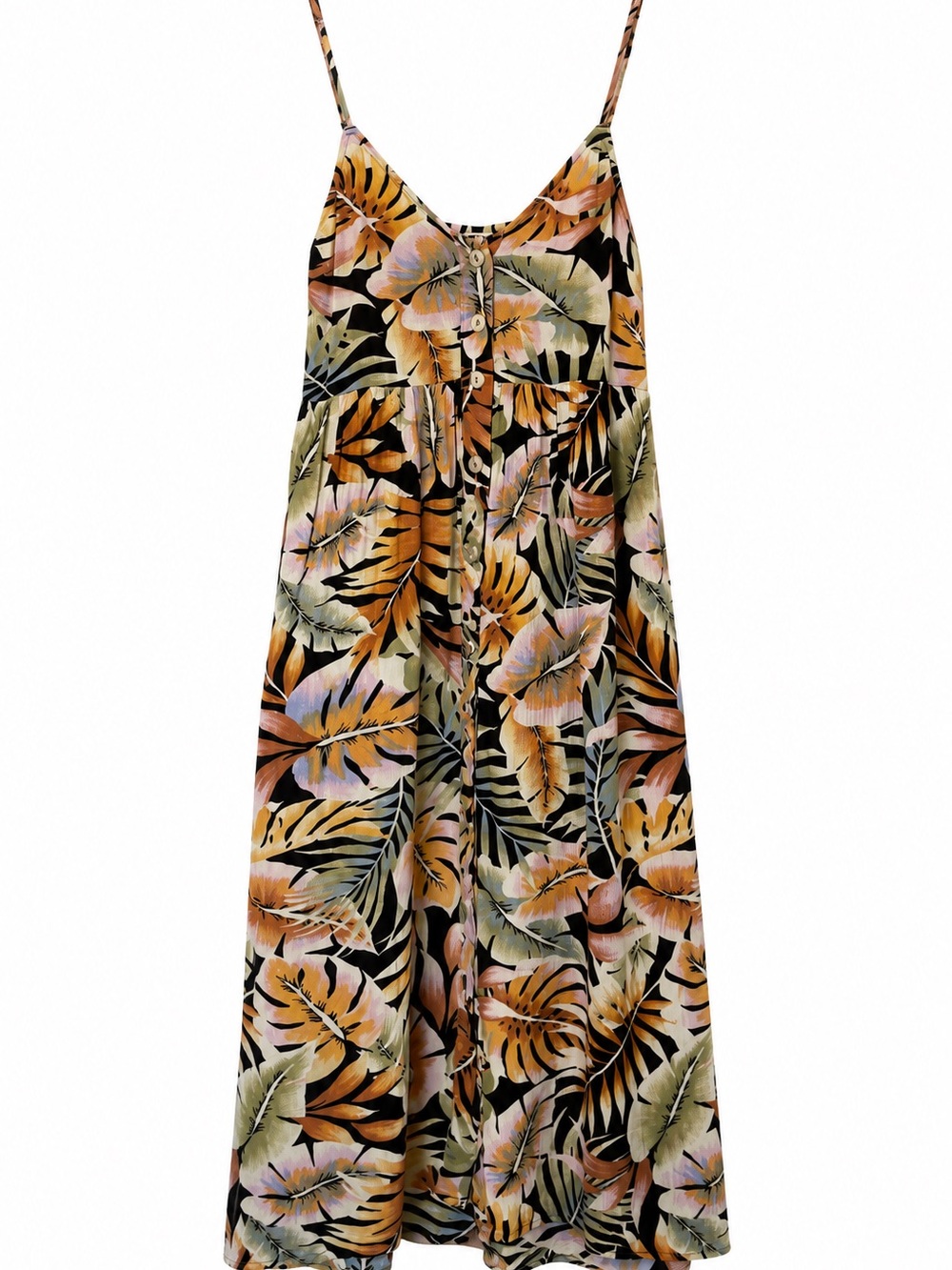 Billabong Black, Orange & Cream Tropical Print Dress